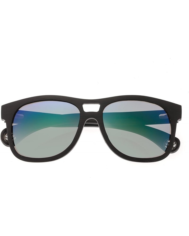 Las Islas Wood Aviator Polarized Unisex Sunglasses ESG05 Ebony/Purple-green $46.50 Aviator