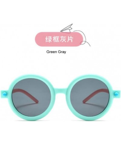 Fashion Children's Round Glasses Boys and Girls' Sunglasses Baby Sunglasses Sun Visors Sunglasses Green Frame Grey Flakes $5....