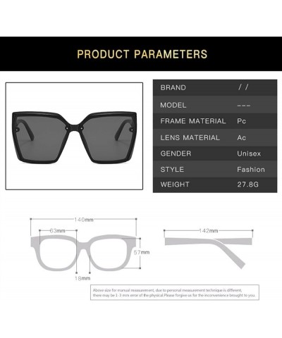 Square Frame Large Frame Sunglasses for Men and Women Fashion Decorative Sunglasses (Color : A, Size : 1) 1 B $15.70 Designer