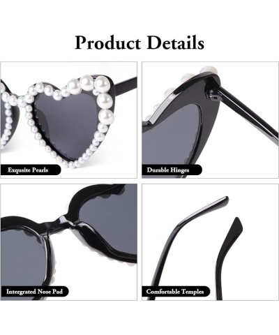 Heart Sunglasses for Women Trendy Sunglasses Cat Eye Love Shaped Sunglasses Vintage Lovely Retro Cute Sun Glasses 2 Pack Blac...