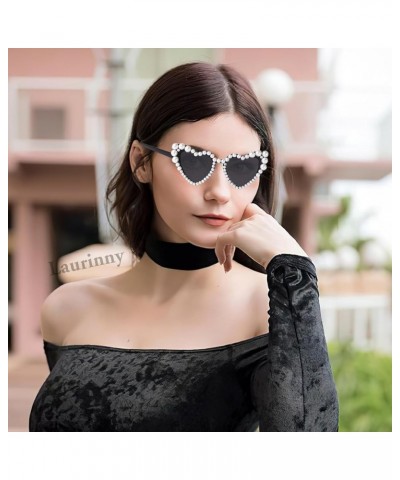 Heart Sunglasses for Women Trendy Sunglasses Cat Eye Love Shaped Sunglasses Vintage Lovely Retro Cute Sun Glasses 2 Pack Blac...