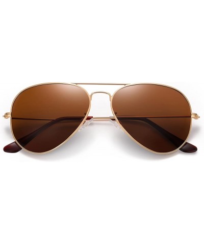 Aviator Sunglasses for Men Women Driving Polarized UV400 Protection Metal Frame Gold Frame-brown Lens $7.92 Oval