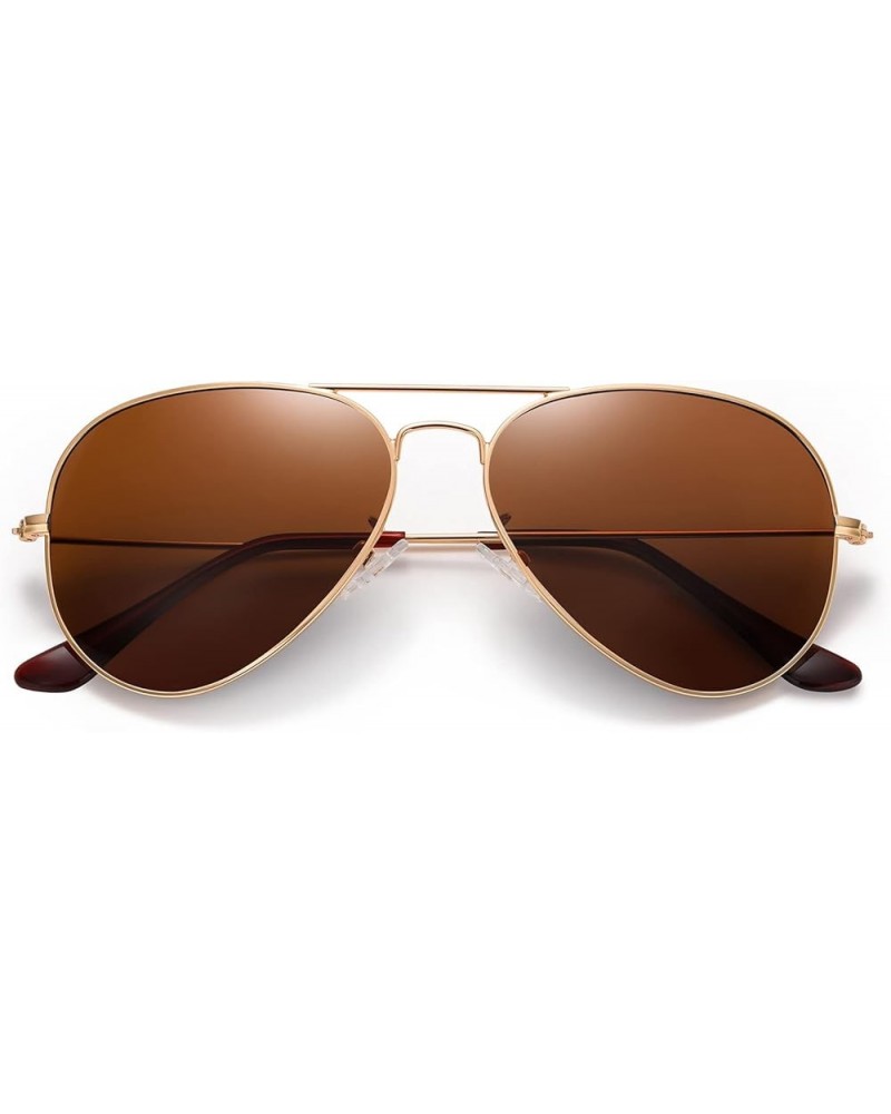 Aviator Sunglasses for Men Women Driving Polarized UV400 Protection Metal Frame Gold Frame-brown Lens $7.92 Oval