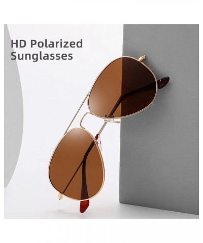 Aviator Sunglasses for Men Women Driving Polarized UV400 Protection Metal Frame Gold Frame-brown Lens $7.92 Oval