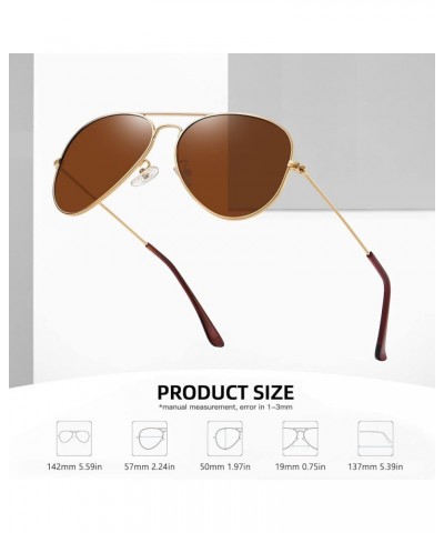 Aviator Sunglasses for Men Women Driving Polarized UV400 Protection Metal Frame Gold Frame-brown Lens $7.92 Oval