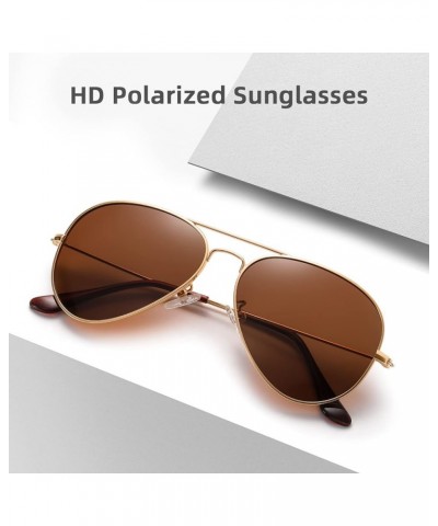 Aviator Sunglasses for Men Women Driving Polarized UV400 Protection Metal Frame Gold Frame-brown Lens $7.92 Oval