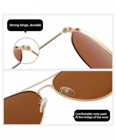 Aviator Sunglasses for Men Women Driving Polarized UV400 Protection Metal Frame Gold Frame-brown Lens $7.92 Oval