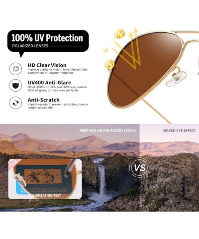 Aviator Sunglasses for Men Women Driving Polarized UV400 Protection Metal Frame Gold Frame-brown Lens $7.92 Oval