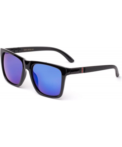 Thiago" - Squared Light Weight Slim Stylish Sporty Fashion Sunglasses for Men and Women Black/Blue Revo Blue $7.69 Designer