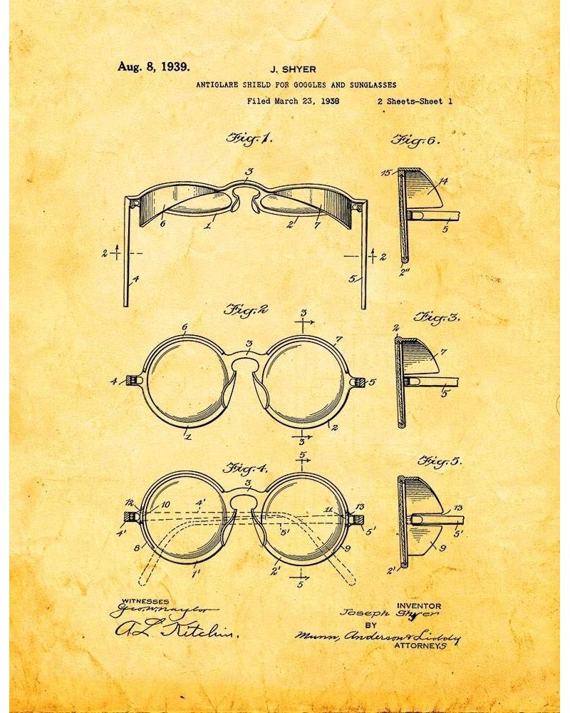 Antiglare Shield For Goggles And Sunglasses Patent Print (8" x 10") M12242 24" x 36" Golden Look $11.17 Designer