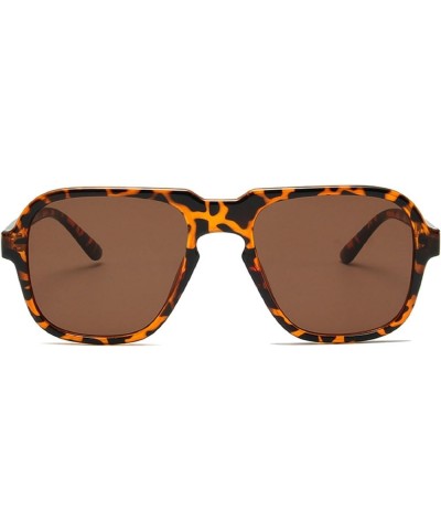 Square Women Retro Pilot Sunglasses Ocean Gradient Lens Shades UV400 Men Fashion Trending Leopard Champagne Sun Glasses Leopa...