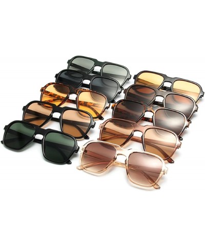 Square Women Retro Pilot Sunglasses Ocean Gradient Lens Shades UV400 Men Fashion Trending Leopard Champagne Sun Glasses Leopa...