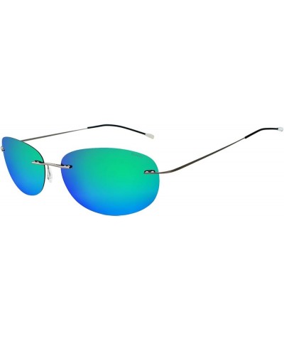 Ultralight Rimless Polarized Sunglasses for Men Women Vintage Titanium Frameless Colorful Fashion Shades 4 Gray Frame Green&r...