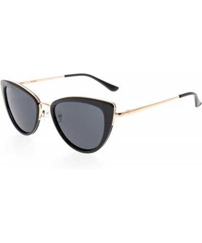 2024 Retro Big Frame Cat Eye Polarized Sunglasses Women with Spring Hinge Black $14.38 Cat Eye