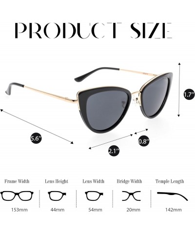 2024 Retro Big Frame Cat Eye Polarized Sunglasses Women with Spring Hinge Black $14.38 Cat Eye