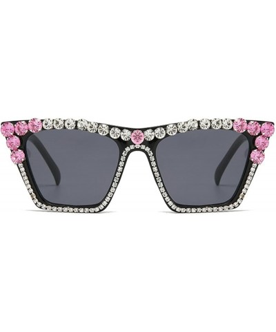 Square Cat Eye Rhinestone Sunglasses For Women Fashion Diamond bling party Sun Glasses Ladies Crystal Shades Black $9.98 Square