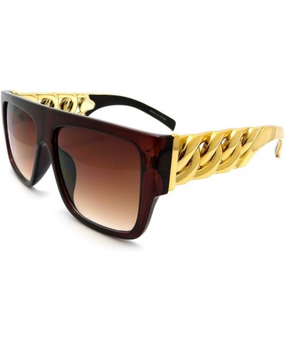 Unisex Celebrity Style Thick Chain Look Acrylic Sunglasses Brown Brown $7.88 Square