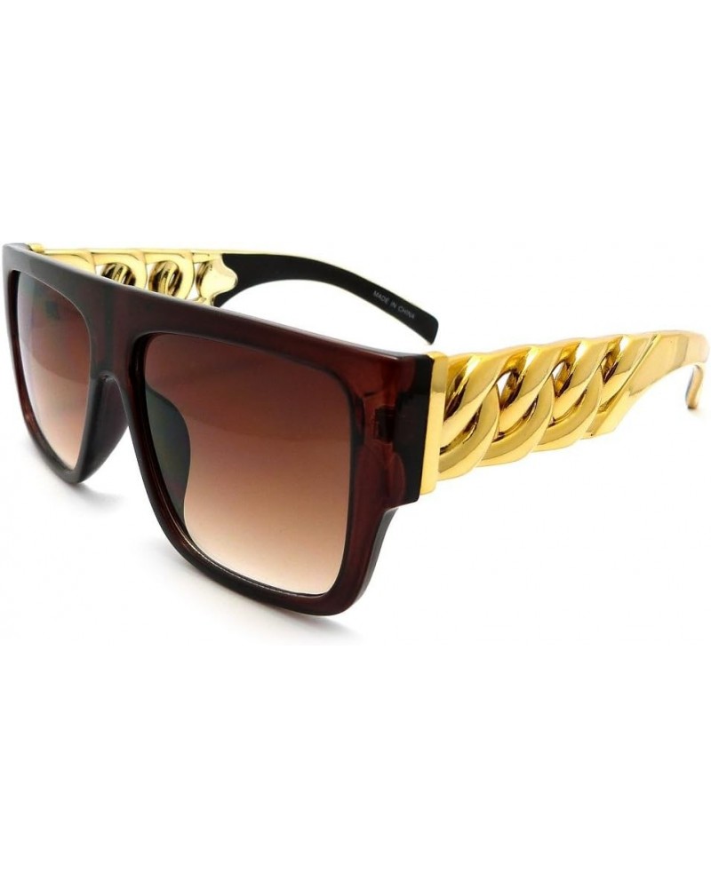 Unisex Celebrity Style Thick Chain Look Acrylic Sunglasses Brown Brown $7.88 Square