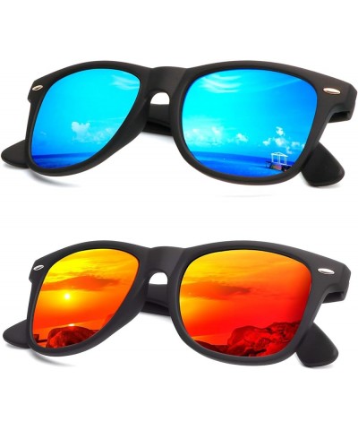 Sunglasses Men Polarized for Mens and Womens Unisex Sun Glasses for Driving UV Protection C04-(2 Pack) Blue/Orange multicolor...