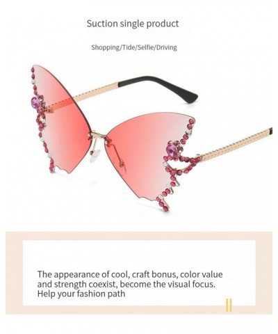 Diamond Butterfly Sunglasses, Butterfly Shape Sunglasses for Beach Summer, Rimless Gradient Diamond Sunglasses Brown $11.99 R...