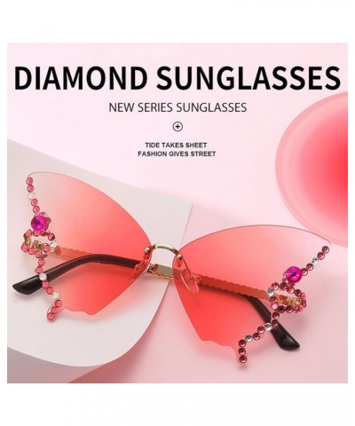 Diamond Butterfly Sunglasses, Butterfly Shape Sunglasses for Beach Summer, Rimless Gradient Diamond Sunglasses Brown $11.99 R...