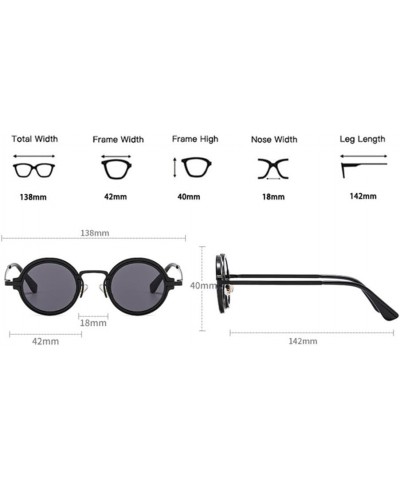 Small Round Men Punk Sunglasses Retro Clear Gradient Shades UV400 Women Sun Glasses C5-black-02grey $20.39 Rectangular