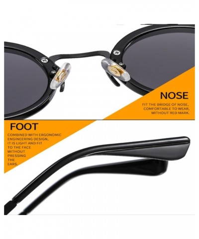 Small Round Men Punk Sunglasses Retro Clear Gradient Shades UV400 Women Sun Glasses C5-black-02grey $20.39 Rectangular