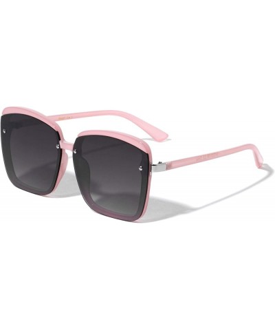 Caracas Accent Top Brow Square Butterfly Sunglasses Pink $11.74 Aviator