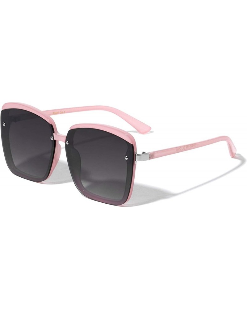 Caracas Accent Top Brow Square Butterfly Sunglasses Pink $11.74 Aviator