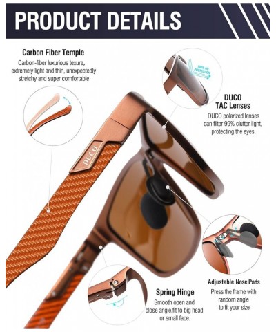 Square Polarized Sunglasses for Men Light Weight Carbon Fiber UV400 Protection Sun Glasses 8206 Brown Frame Brown Lens $18.71...