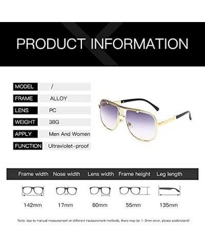 Fashion Classic Oversized Men Sunglasses Luxury Women Sun Glasses Male Square Retro Metal Frame Goggle 1-kp1835-c1 $15.03 Goggle