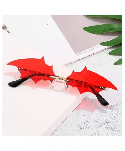 COTIA/2020 Small Cat Eye Women Sunglasses New Rimless Punk Sun Glasses Bat Shape Unique Eyeglasses Men UV400 Red $10.83 Cat Eye