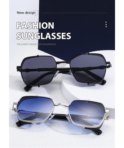 Retro Punk Metal Sunglasses for Men and Women (Color : F, Size : 1) 1 B $18.55 Designer