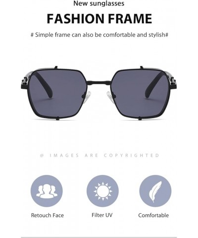 Retro Punk Metal Sunglasses for Men and Women (Color : F, Size : 1) 1 B $18.55 Designer