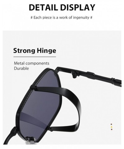 Retro Punk Metal Sunglasses for Men and Women (Color : F, Size : 1) 1 B $18.55 Designer