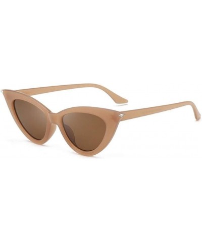 Retro Triangle Sunglasses Narrow Cat Eye Sunglasses for Women Clout Goggles Plastic Frame Tea Frame Tea Flakes $3.22 Round