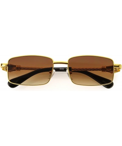 Luxe Bold Metal Jaguar Detailed Square Sunglasses D289 Gold / Amber $12.17 Rimless