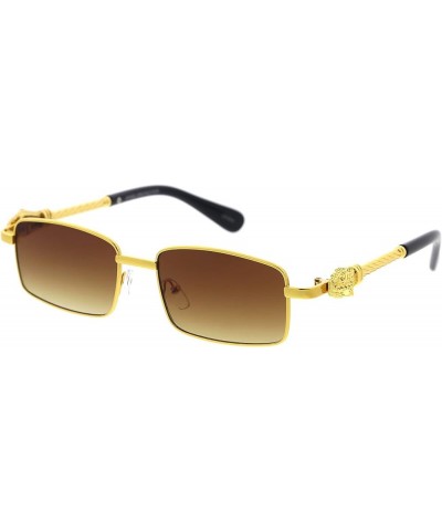 Luxe Bold Metal Jaguar Detailed Square Sunglasses D289 Gold / Amber $12.17 Rimless