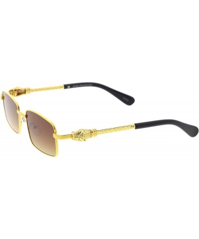 Luxe Bold Metal Jaguar Detailed Square Sunglasses D289 Gold / Amber $12.17 Rimless