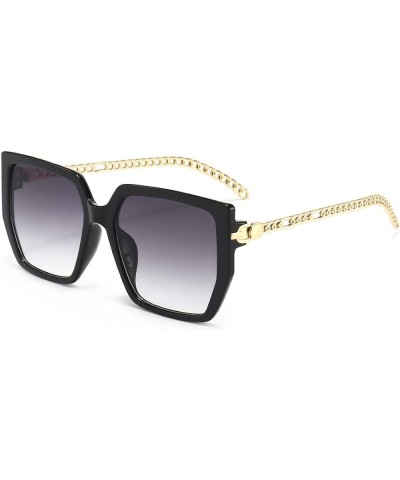 2024 New Oversized Square Sunglasses Ladies Fashion Metal Chain Sunglasses For Women Men Green Brown Shade Eyewear Grey $11.0...