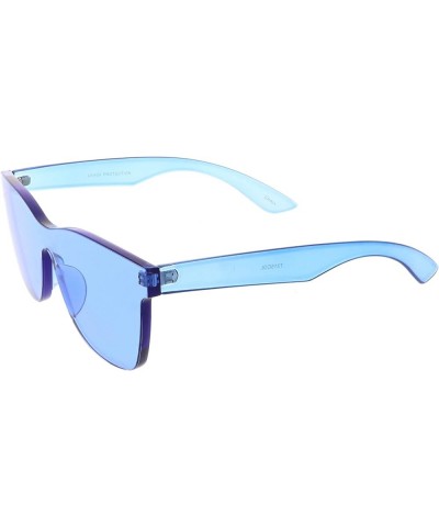 Rimless Horn Rimmed Colorful One Piece PC Lens Mono Block Sunglasses 68mm Blue $9.71 Wayfarer