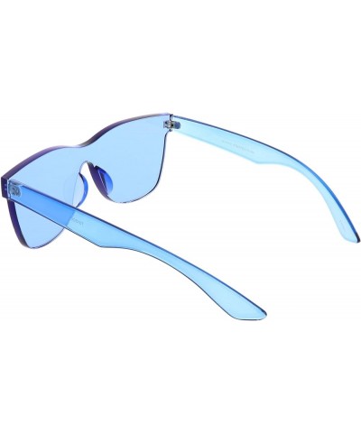 Rimless Horn Rimmed Colorful One Piece PC Lens Mono Block Sunglasses 68mm Blue $9.71 Wayfarer