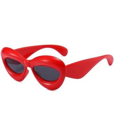 New candy-colored sunglasses, women's large frames, European and American fashion, thick frames, personality Red $6.10 Designer