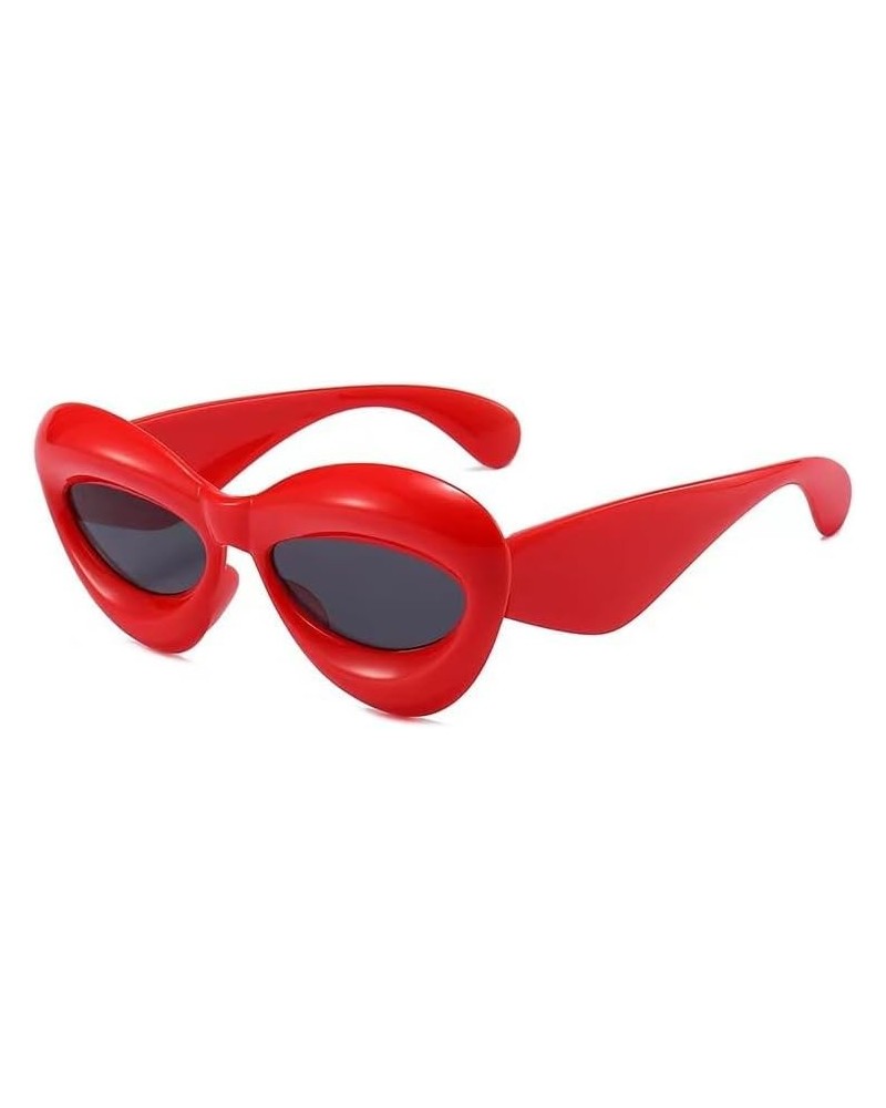 New candy-colored sunglasses, women's large frames, European and American fashion, thick frames, personality Red $6.10 Designer