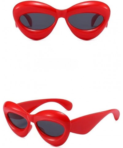 New candy-colored sunglasses, women's large frames, European and American fashion, thick frames, personality Red $6.10 Designer