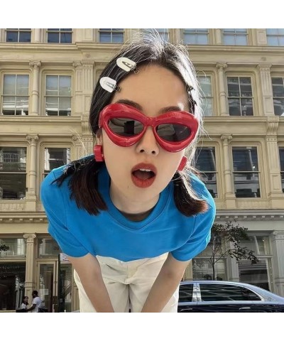 New candy-colored sunglasses, women's large frames, European and American fashion, thick frames, personality Red $6.10 Designer