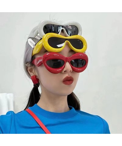 New candy-colored sunglasses, women's large frames, European and American fashion, thick frames, personality Red $6.10 Designer