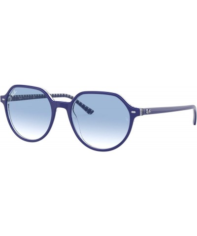 RB2195f Thalia Low Bridge Fit Square Sunglasses Blue on Vichy Blue/White/Clear Gradient Blue $63.88 Square