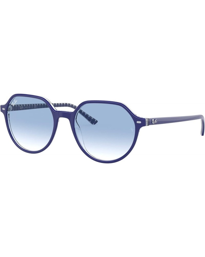 RB2195f Thalia Low Bridge Fit Square Sunglasses Blue on Vichy Blue/White/Clear Gradient Blue $63.88 Square