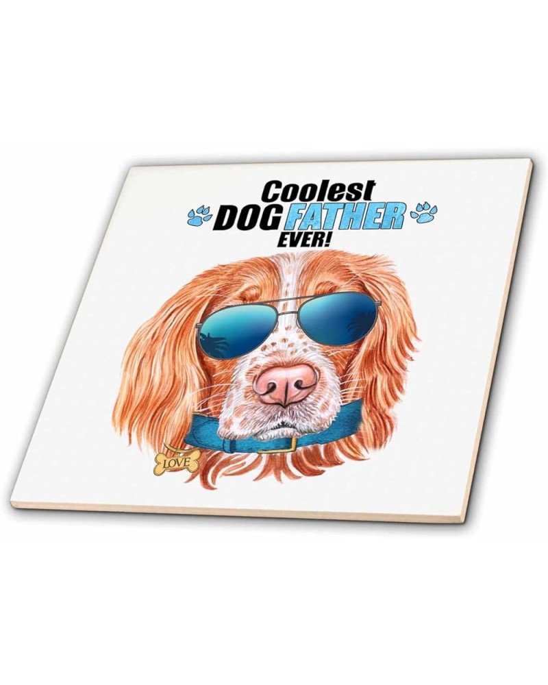 English Springer in Sunglasses and Collar for Dog Dad on Fathers Day - Tiles (ct-381589-7) 4-Inch-Ceramic $19.35 Designer